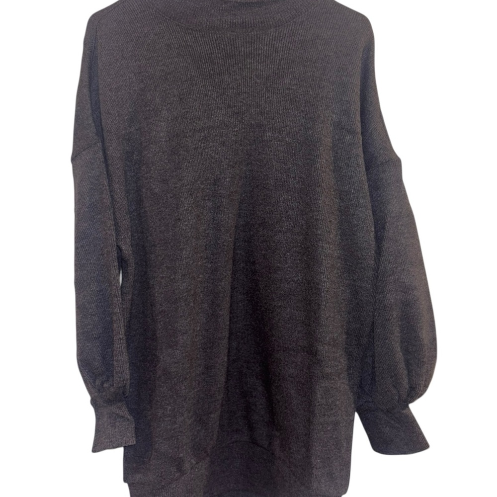 Choosy Charcoal Gray Cowl Neck Balloon Sleeve Sweater NWT